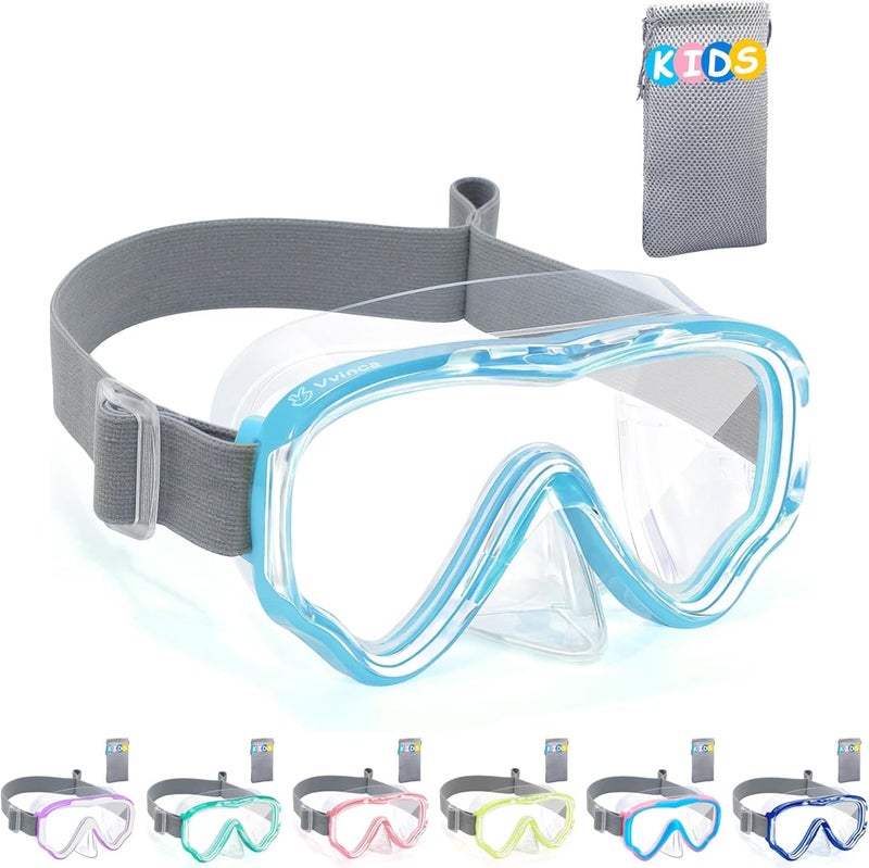 Vvinca Kids-Goggles with Nose Cover, Diving Mask Elastic Fabric Strap Anti Fog Anti Shattered Lens for Kids Swim Goggles 3-14 - Image 1